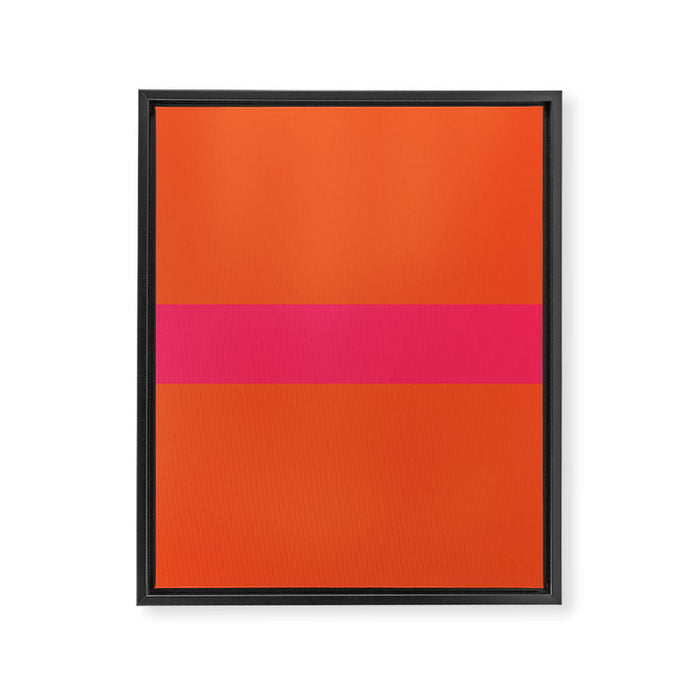 Single Stripe Hot Pink and Orange Maximalist Minimalist Pattern Framed Canvas Print Gallery Image 1
