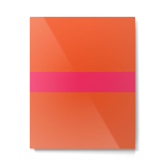 Single Stripe Hot Pink and Orange Maximalist Minimalist Pattern Metal Print Gallery Image 1