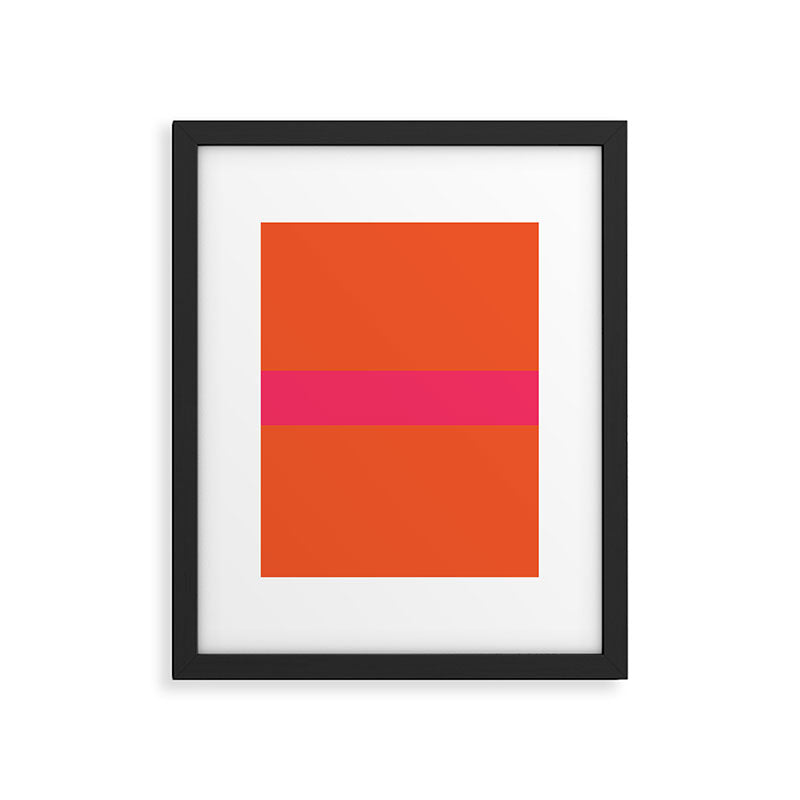 Single Stripe Hot Pink and Orange Maximalist Minimalist Pattern Framed Art Print Gallery Image 6