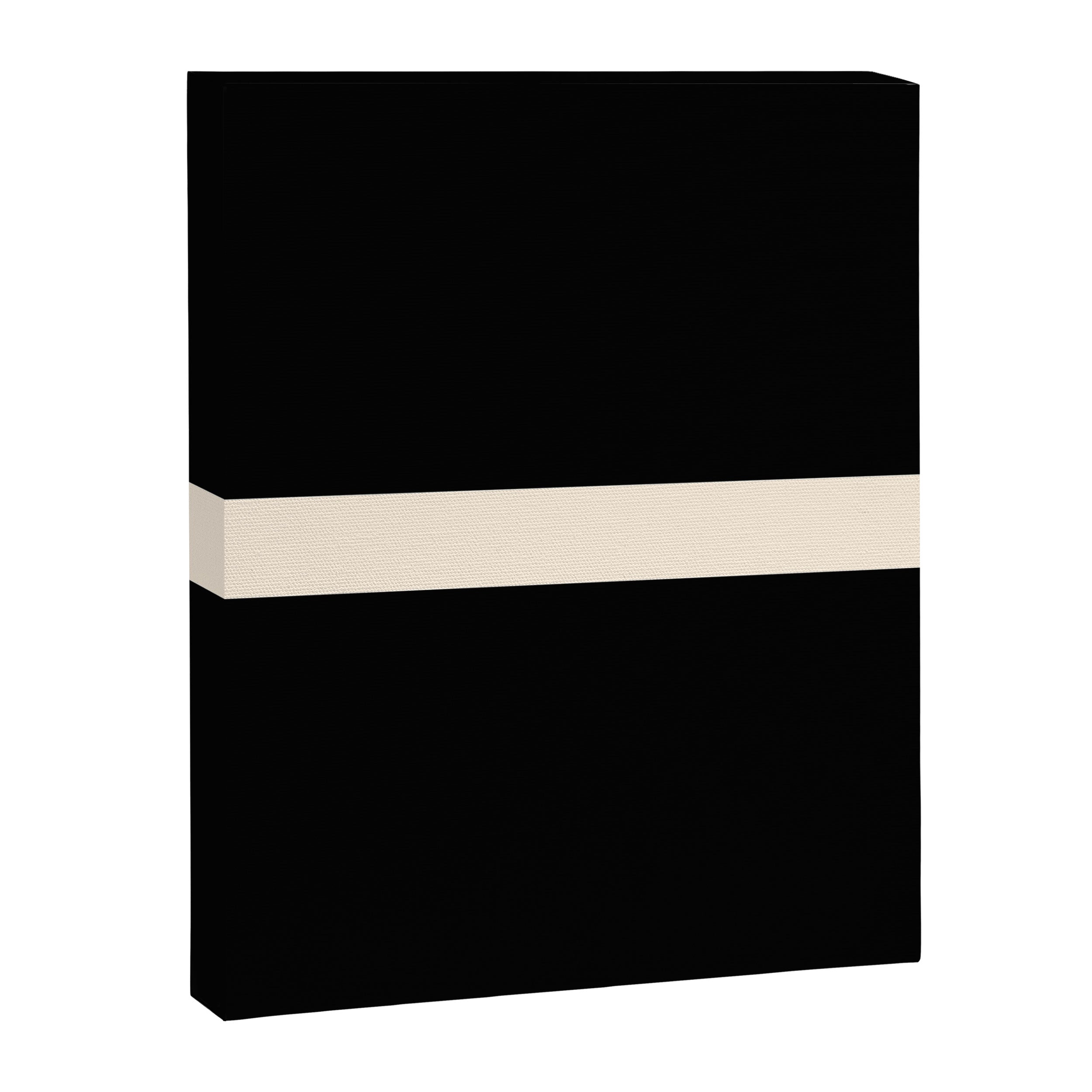 Single Stripe Minimalist Modern Color Block in Almond Cream and Black Canvas Print Gallery Image 8