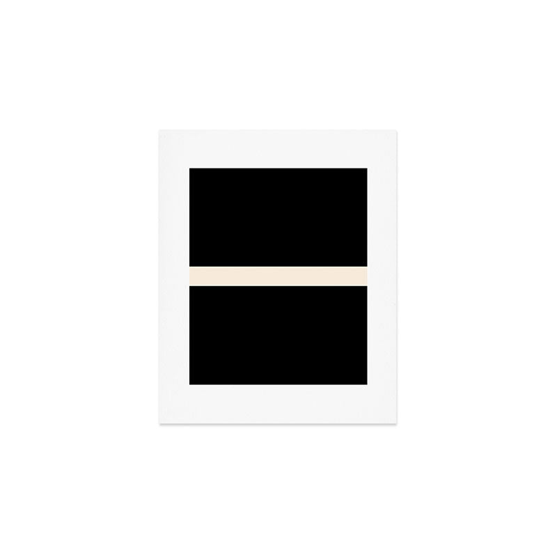 Single Stripe Minimalist Modern Color Block in Almond Cream and Black Art Print Gallery Image 1
