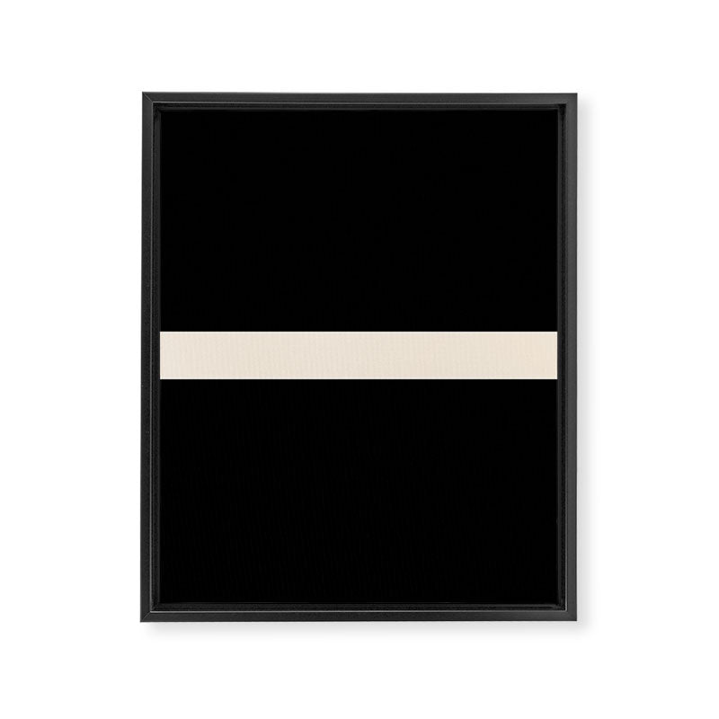 Single Stripe Minimalist Modern Color Block in Almond Cream and Black Framed Canvas Print Gallery Image 8