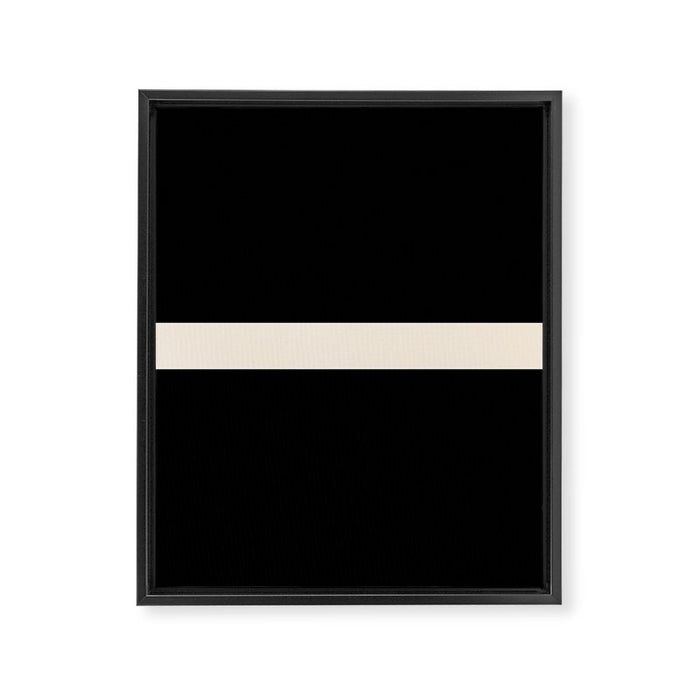 Single Stripe Minimalist Modern Color Block in Almond Cream and Black Framed Canvas Print Gallery Image 1