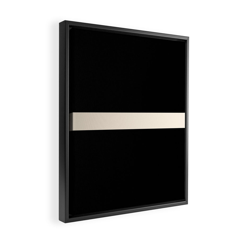 Single Stripe Minimalist Modern Color Block in Almond Cream and Black Framed Canvas Print Gallery Image 2