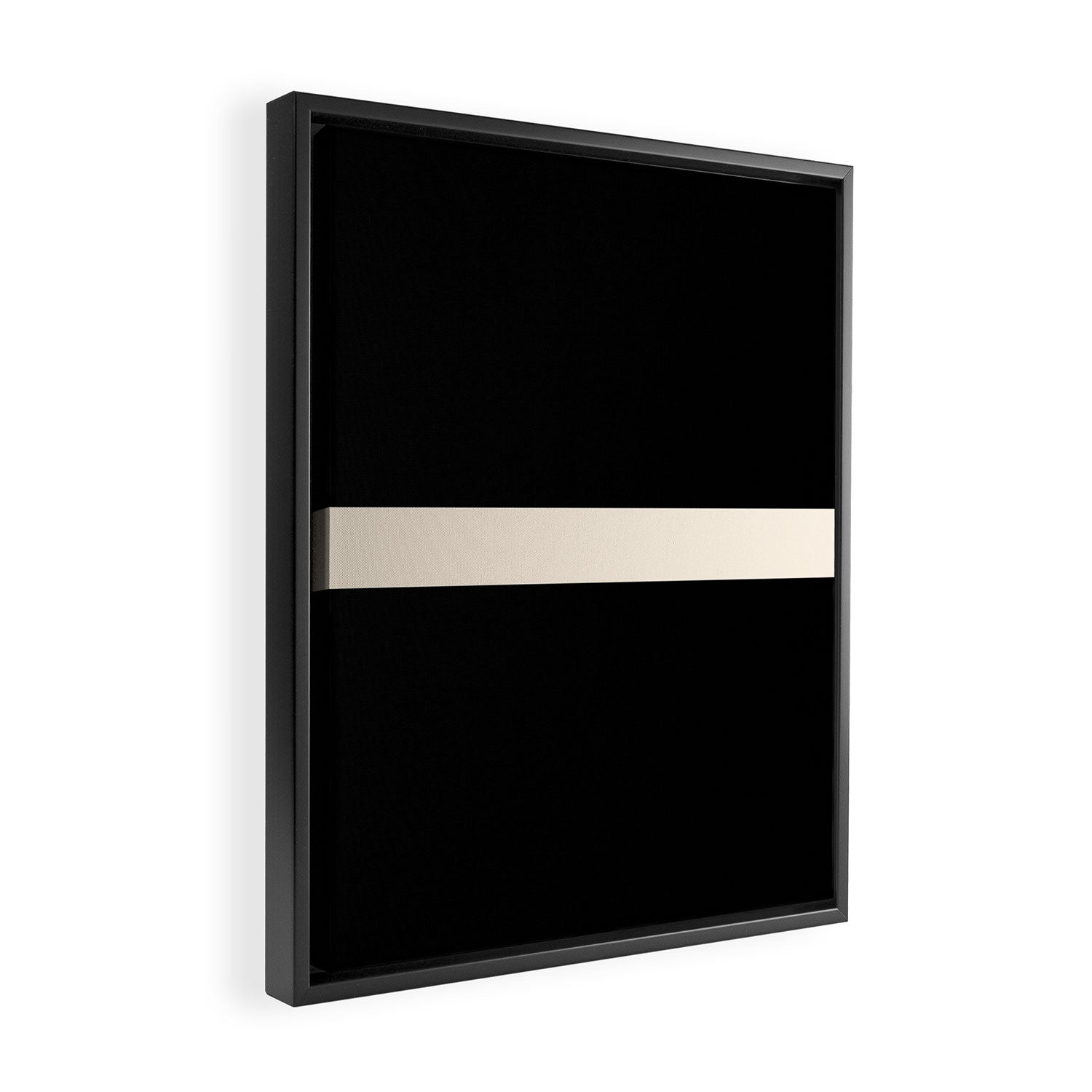 Single Stripe Minimalist Modern Color Block in Almond Cream and Black Framed Canvas Print Gallery Image 2