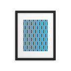  Sky Blue and Chestnut Brown Geometric Minimalist Geo Chain Vertical Stripe Pattern Framed Art Print Gallery Image 6