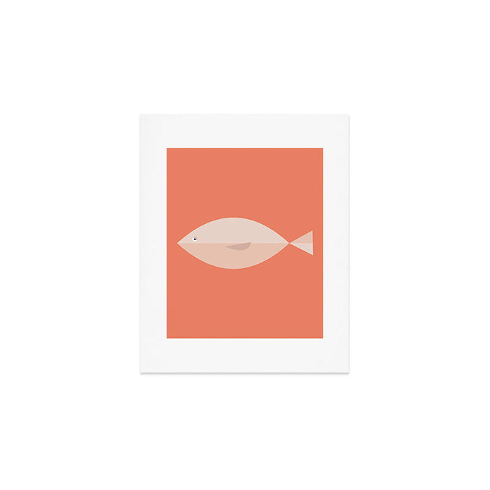 Sleepy Fish in Coral Blush Art Print Gallery Image 1