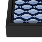 Sleepy Light Blue Fish in a Nautical Navy Blue Sea Framed Canvas Print Gallery Image 3