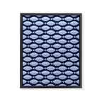 Sleepy Light Blue Fish in a Nautical Navy Blue Sea Framed Canvas Print Gallery Image 8