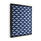 Sleepy Light Blue Fish in a Nautical Navy Blue Sea Framed Canvas Print Gallery Image 2