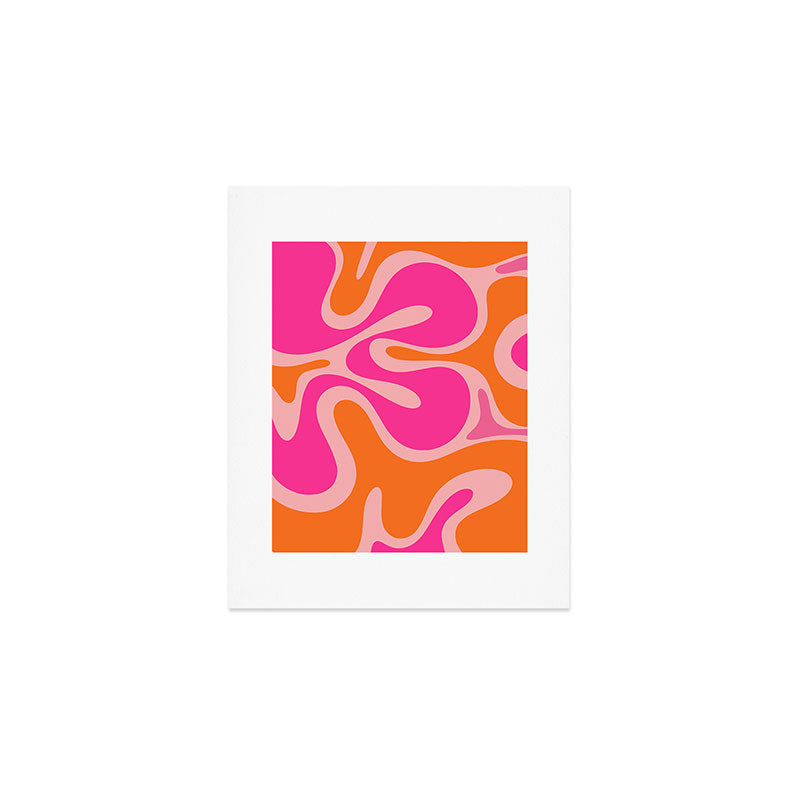 Smooth Contours Retro Modern Abstract Pattern Hot Pink and Orange Art Print Gallery Image 1