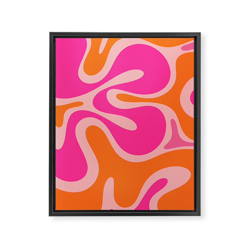 Smooth Contours Retro Modern Abstract Pattern Hot Pink and Orange Framed Canvas Print Gallery Image 8