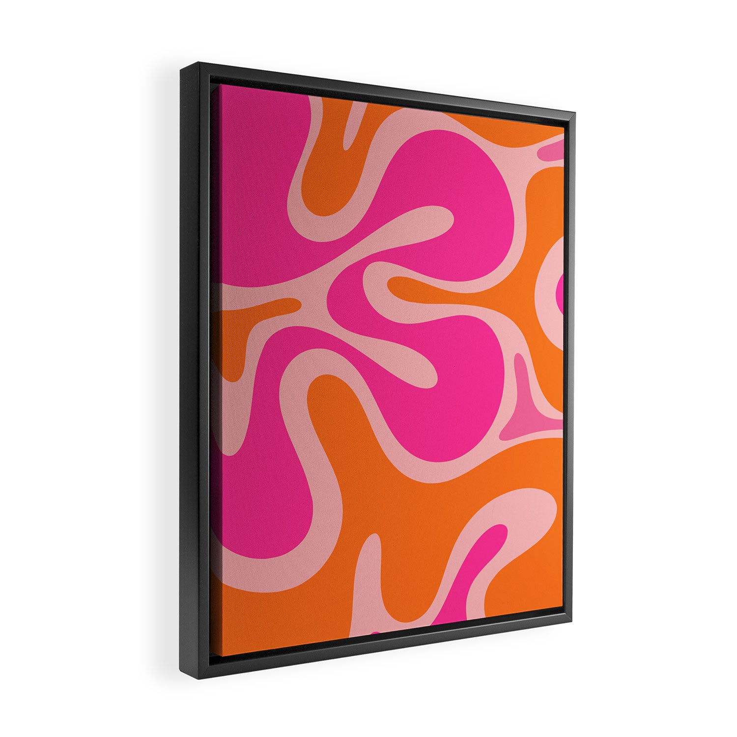 Smooth Contours Retro Modern Abstract Pattern Hot Pink and Orange Framed Canvas Print Gallery Image 2