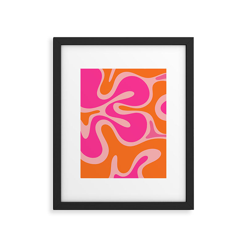 Smooth Contours Retro Modern Abstract Pattern Hot Pink and Orange Framed Art Print Gallery Image 6