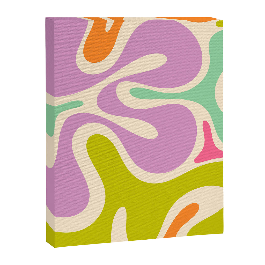Smooth Contours Retro Modern Abstract Pattern Pastel Lavender Lime Orange Mint Canvas Print Gallery Image 6