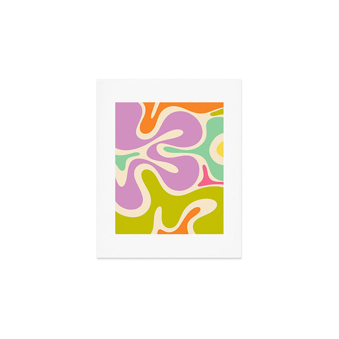 Smooth Contours Retro Modern Abstract Pattern Pastel Lavender Lime Orange Mint Art Print Gallery Image 1