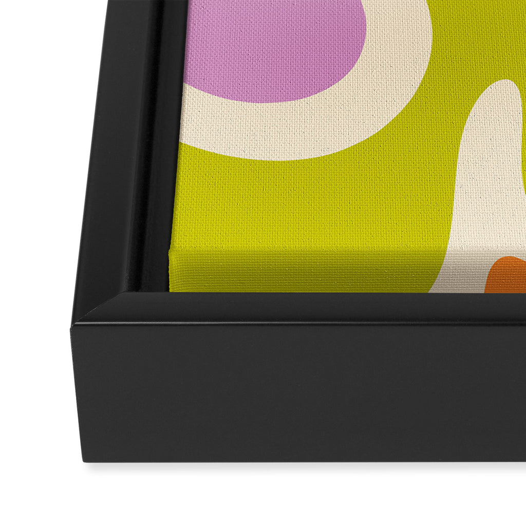 Smooth Contours Retro Modern Abstract Pattern Pastel Lavender Lime Orange Mint Framed Canvas Print Gallery Image 3