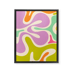 Smooth Contours Retro Modern Abstract Pattern Pastel Lavender Lime Orange Mint Framed Canvas Print Gallery Image 6