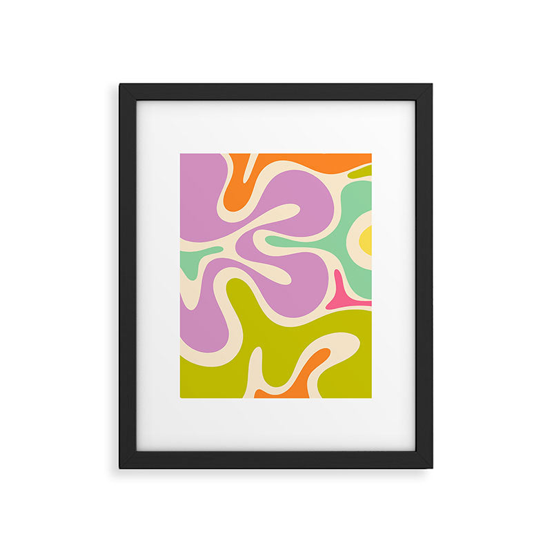 Smooth Contours Retro Modern Abstract Pattern Pastel Lavender Lime Orange Mint Framed Art Print Gallery Image 5