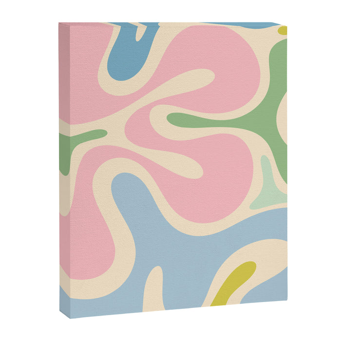 Smooth Contours Retro Modern Abstract Pattern Pastel Pink Blue Green Cream Canvas Print Gallery Image 1