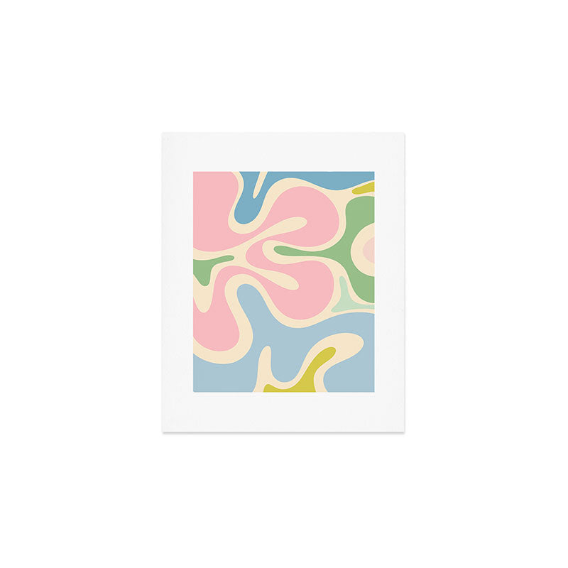 Smooth Contours Retro Modern Abstract Pattern Pastel Pink Blue Green Cream Art Print Gallery Image 1
