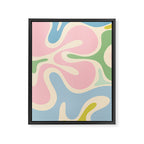 Smooth Contours Retro Modern Abstract Pattern Pastel Pink Blue Green Cream Framed Canvas Print Gallery Image 6