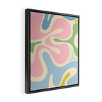 Smooth Contours Retro Modern Abstract Pattern Pastel Pink Blue Green Cream Framed Canvas Print Gallery Image 2