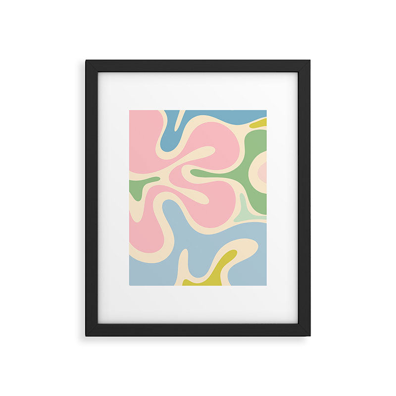 Smooth Contours Retro Modern Abstract Pattern Pastel Pink Blue Green Cream Framed Art Print Gallery Image 5