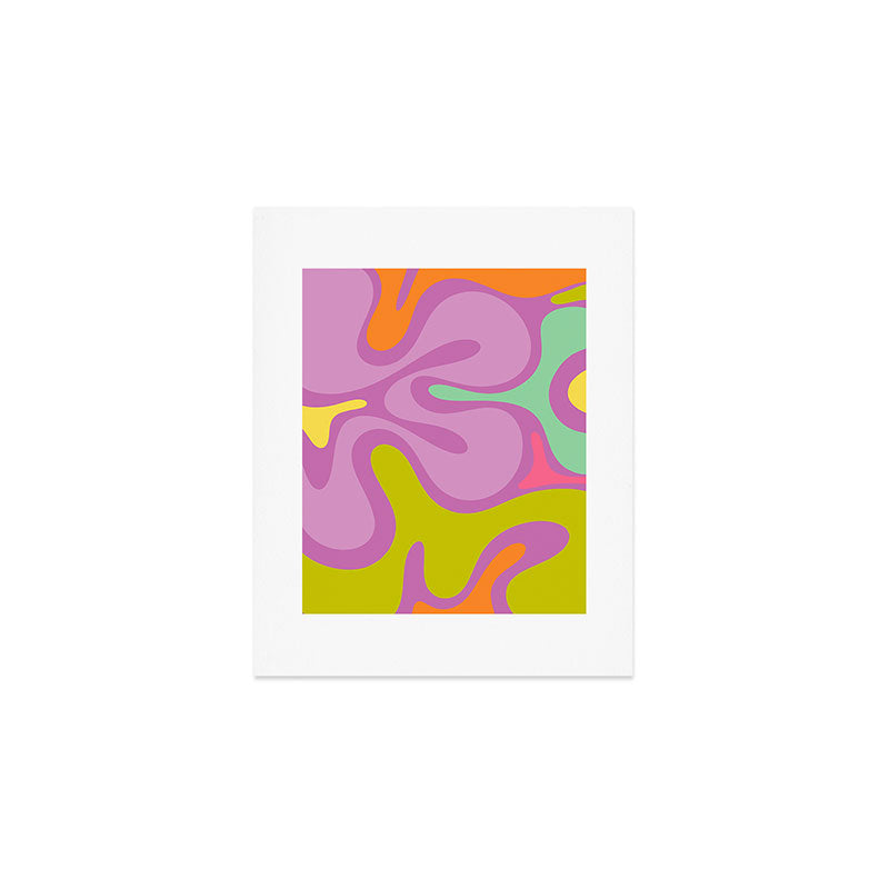 Smooth Contours Retro Modern Abstract Pattern Purple Lilac Lavender Lime Art Print Gallery Image 1