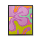 Smooth Contours Retro Modern Abstract Pattern Purple Lilac Lavender Lime Framed Canvas Print Gallery Image 6