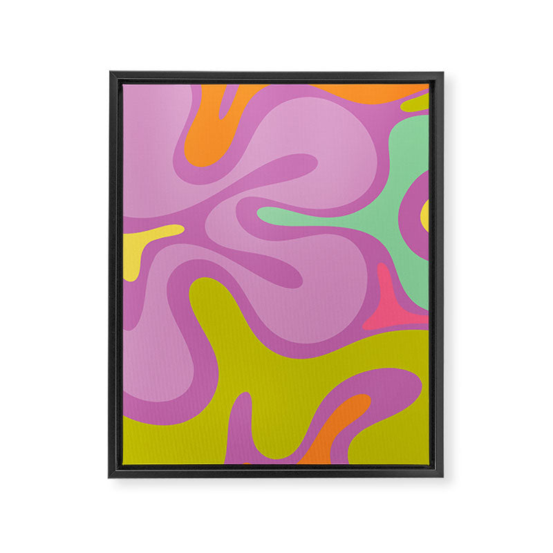 Smooth Contours Retro Modern Abstract Pattern Purple Lilac Lavender Lime Framed Canvas Print Gallery Image 6