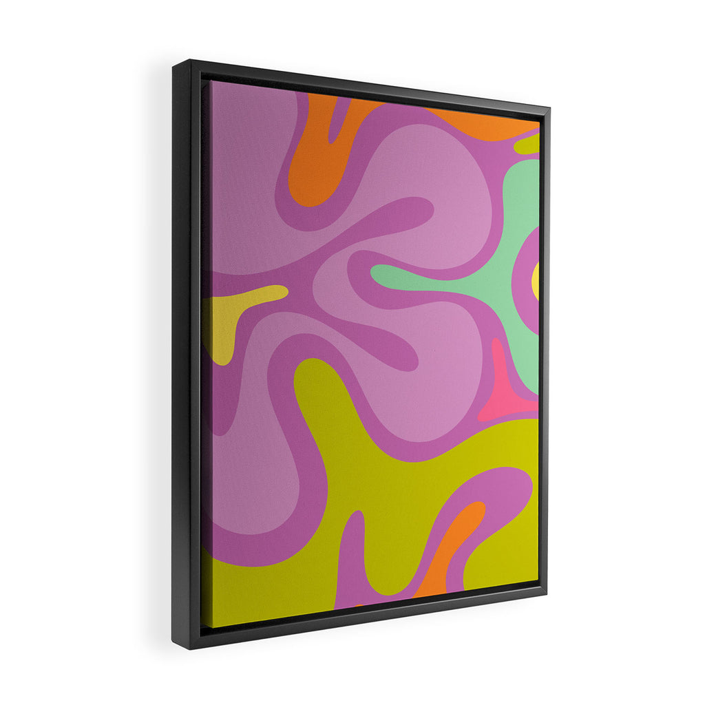 Smooth Contours Retro Modern Abstract Pattern Purple Lilac Lavender Lime Framed Canvas Print Gallery Image 2