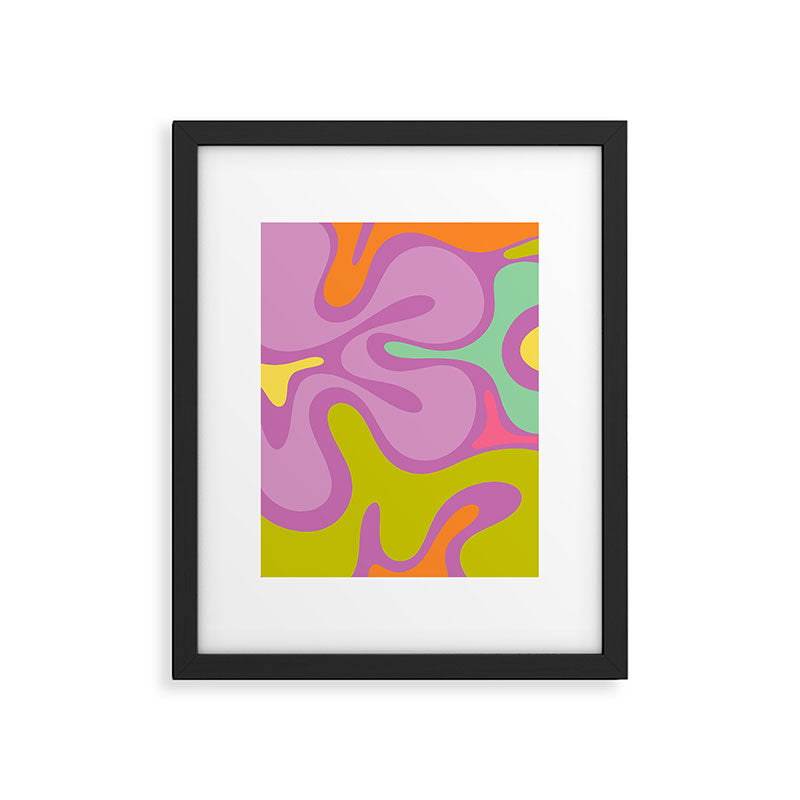 Smooth Contours Retro Modern Abstract Pattern Purple Lilac Lavender Lime Framed Art Print Gallery Image 5