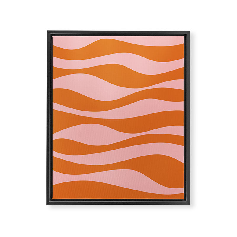 Smooth Waves Pink and Orange Framed Canvas Print Gallery Image 6