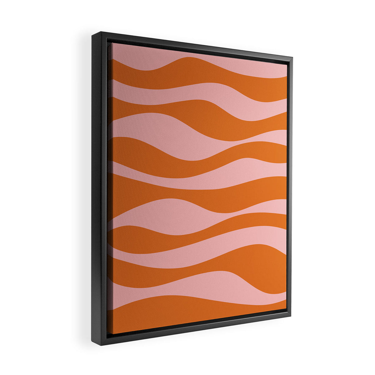Smooth Waves Pink and Orange Framed Canvas Print Gallery Image 2