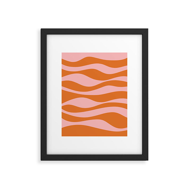 Smooth Waves Pink and Orange Framed Art Print Gallery Image 5