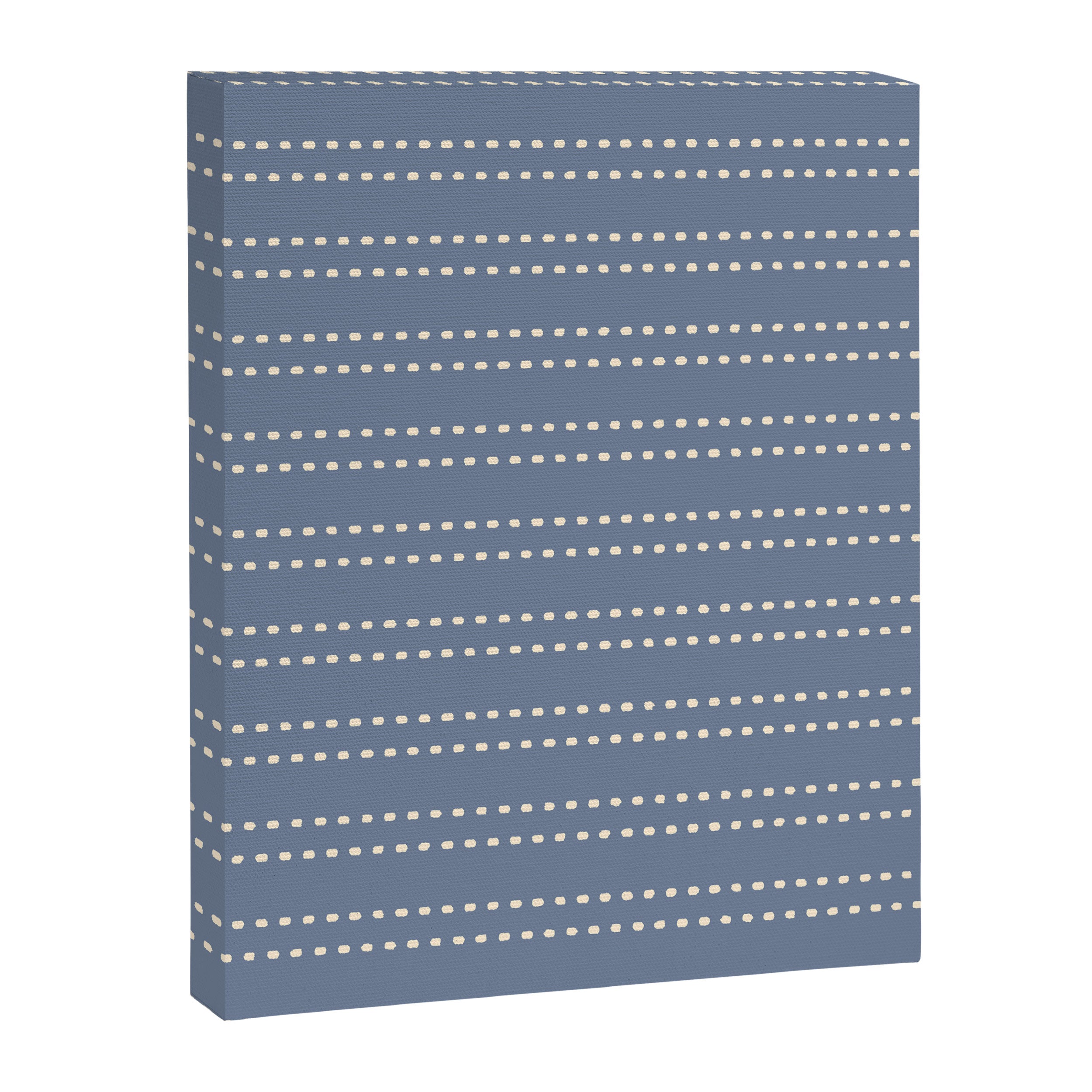 Smudgy Dots Painted Double Stripes Pattern in Stone Blue and Cream Canvas Print Gallery Image 8