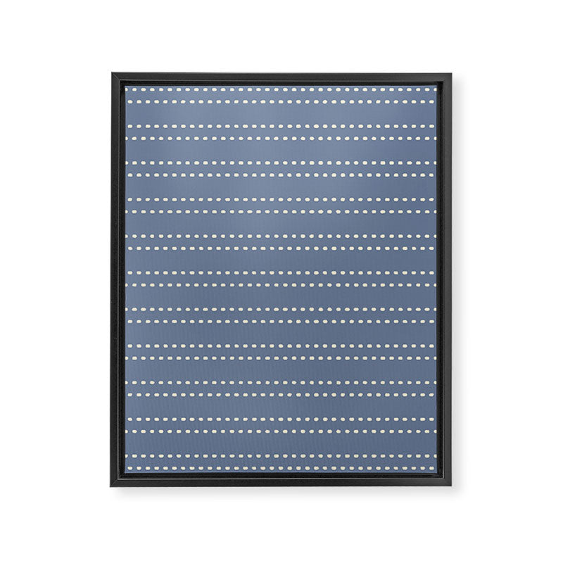 Smudgy Dots Painted Double Stripes Pattern in Stone Blue and Cream Framed Canvas Print Gallery Image 8