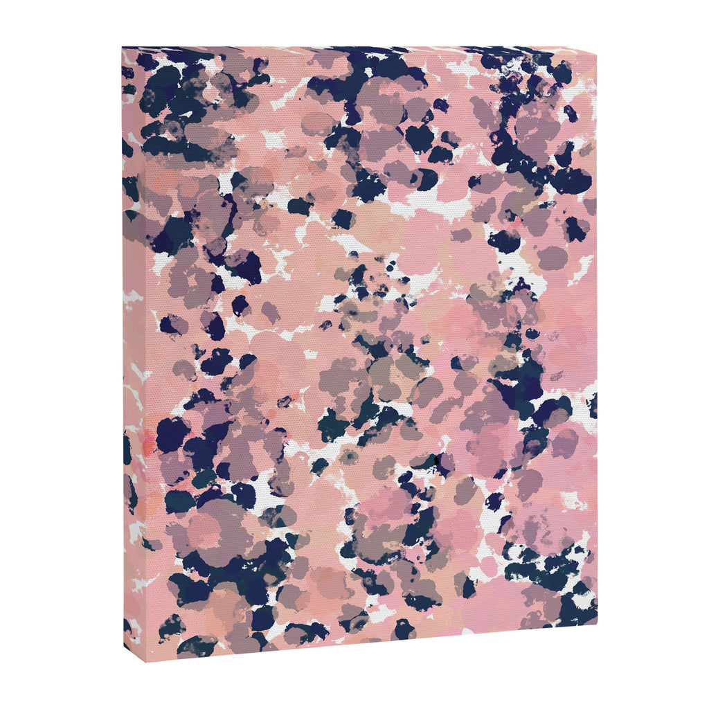 Smudgy Painted Abstract Pattern in Navy Blue, Pink, and Blush on White Canvas Print Gallery Image 8