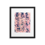 Smudgy Painted Abstract Pattern in Navy Blue, Pink, and Blush on White Framed Art Print Gallery Image 6