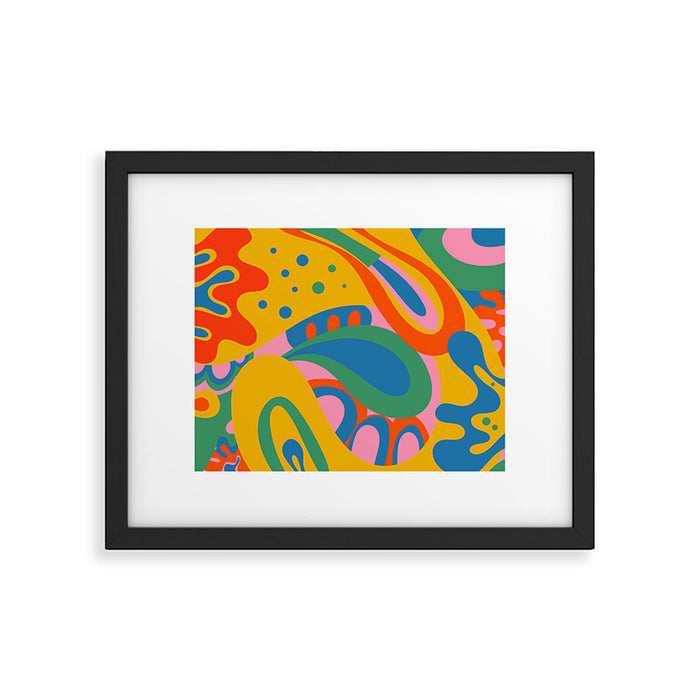 So Trippy Retro Psychedelic Abstract Pattern 2 in Rainbow Pop Colors Framed Art Print Gallery Image 1