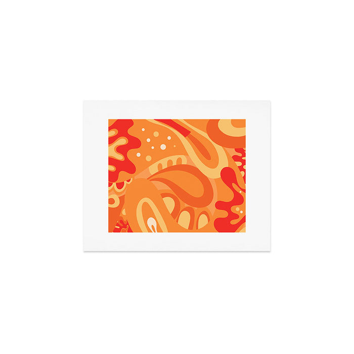 So Trippy Retro Psychedelic Abstract Pattern 2 in Orange Tangerine Tones Art Print Gallery Image 1