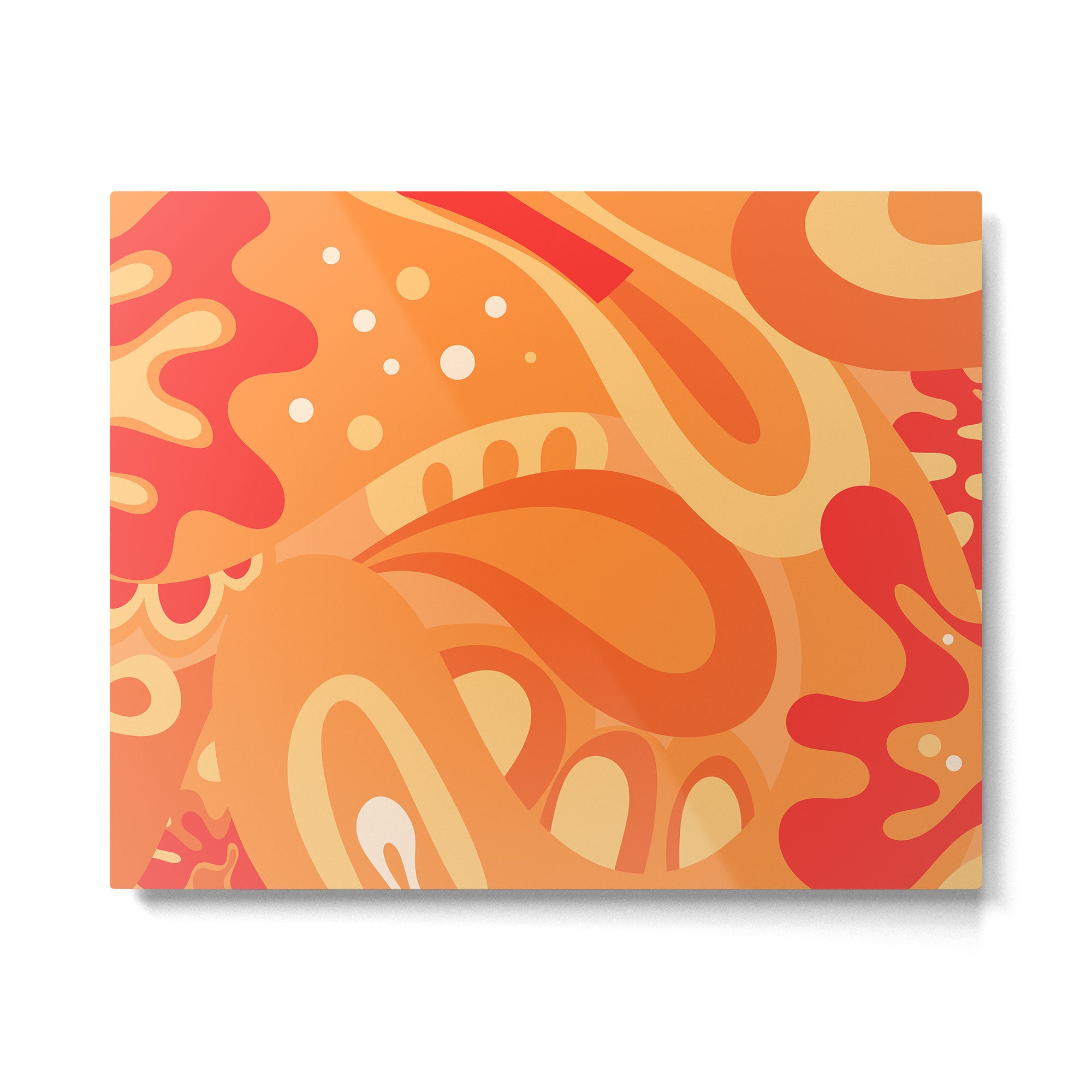 So Trippy Retro Psychedelic Abstract Pattern 2 in Orange Tangerine Tones Metal Print Gallery Image 4