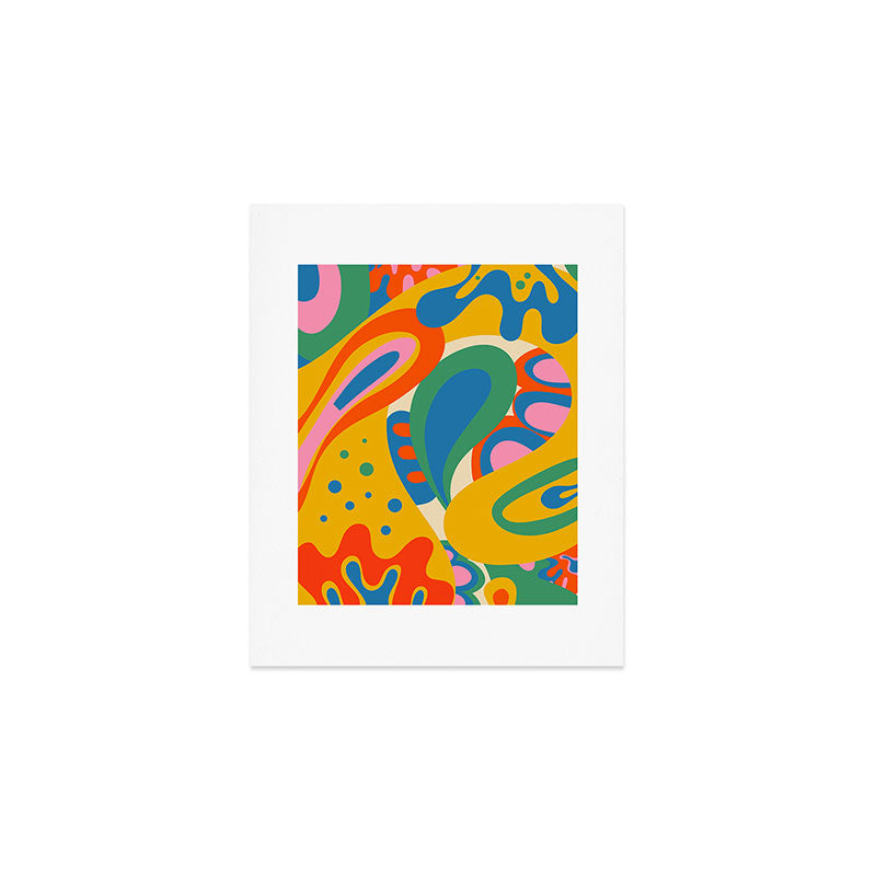 So Trippy Retro Psychedelic Abstract Pattern in Rainbow Pop Colors Art Print Gallery Image 1