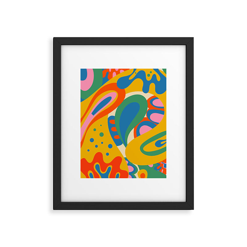 So Trippy Retro Psychedelic Abstract Pattern in Rainbow Pop Colors Framed Art Print Gallery Image 4