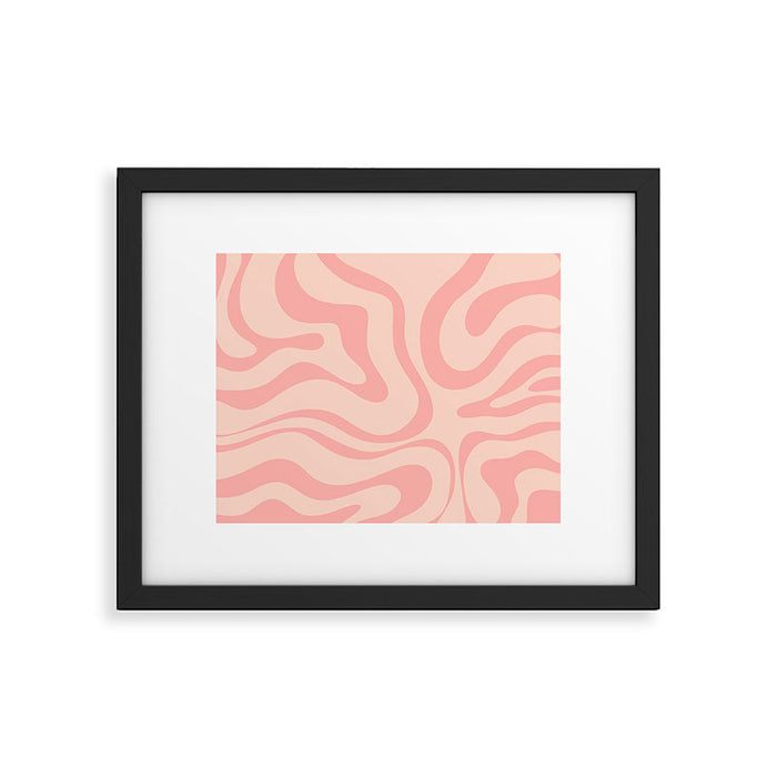 Soft Blush Pink Liquid Swirl Modern Abstract Pattern Framed Art Print Gallery Image 1