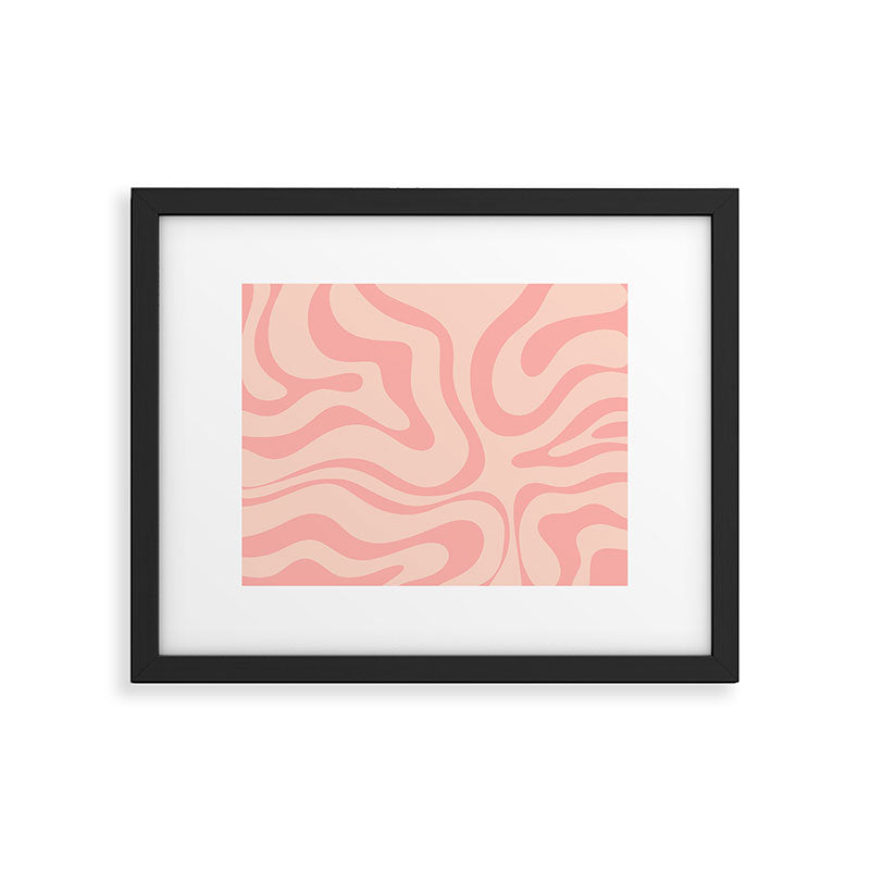 Soft Blush Pink Liquid Swirl Modern Abstract Pattern Framed Art Print Gallery Image 6