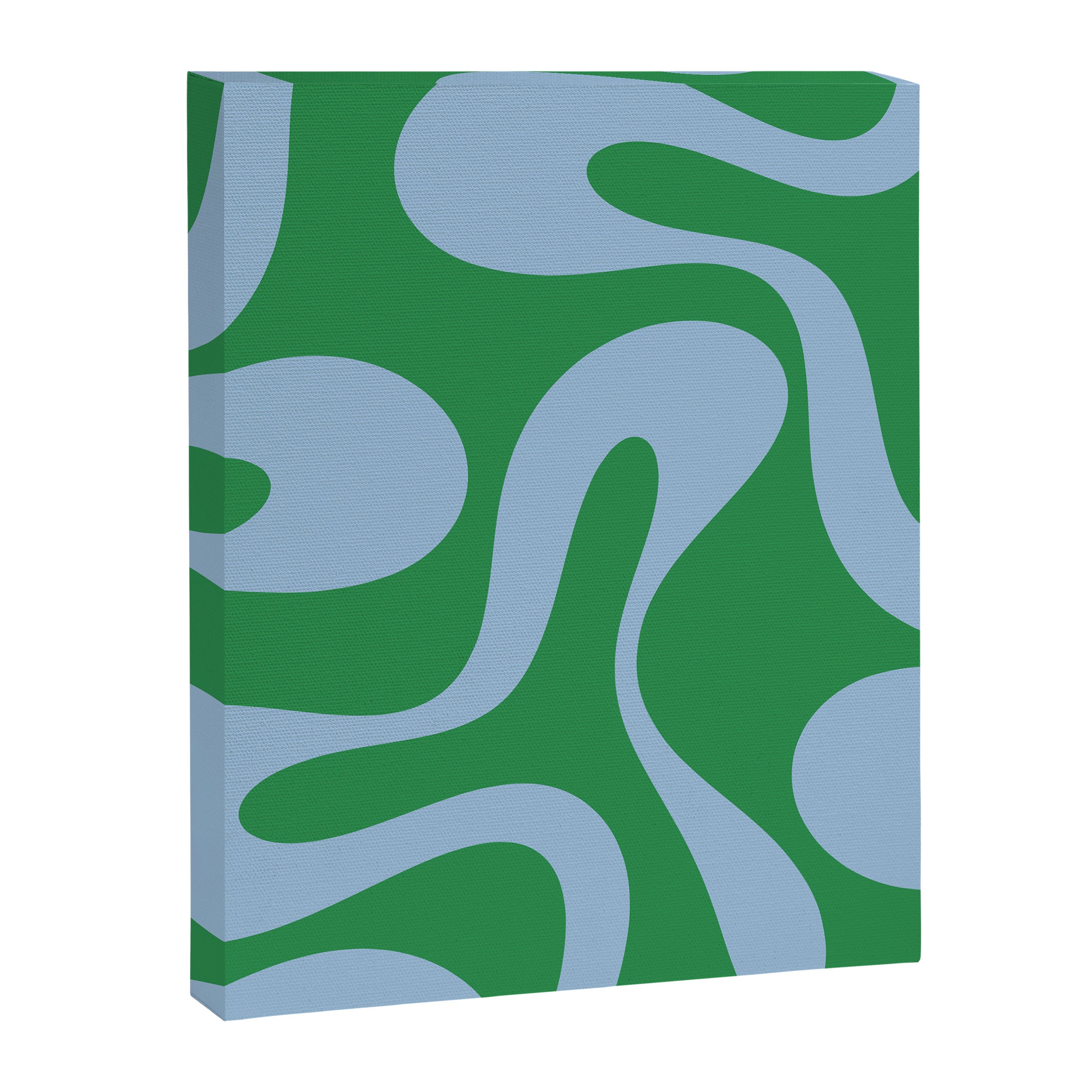 Soft Curves Retro Contemporary Abstract Pattern in Green and Light Blue Canvas Print Gallery Image 8