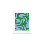 Soft Curves Retro Contemporary Abstract Pattern in Green and Light Blue Art Print Gallery Image 1