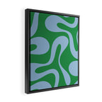Soft Curves Retro Contemporary Abstract Pattern in Green and Light Blue Framed Canvas Print Gallery Image 2